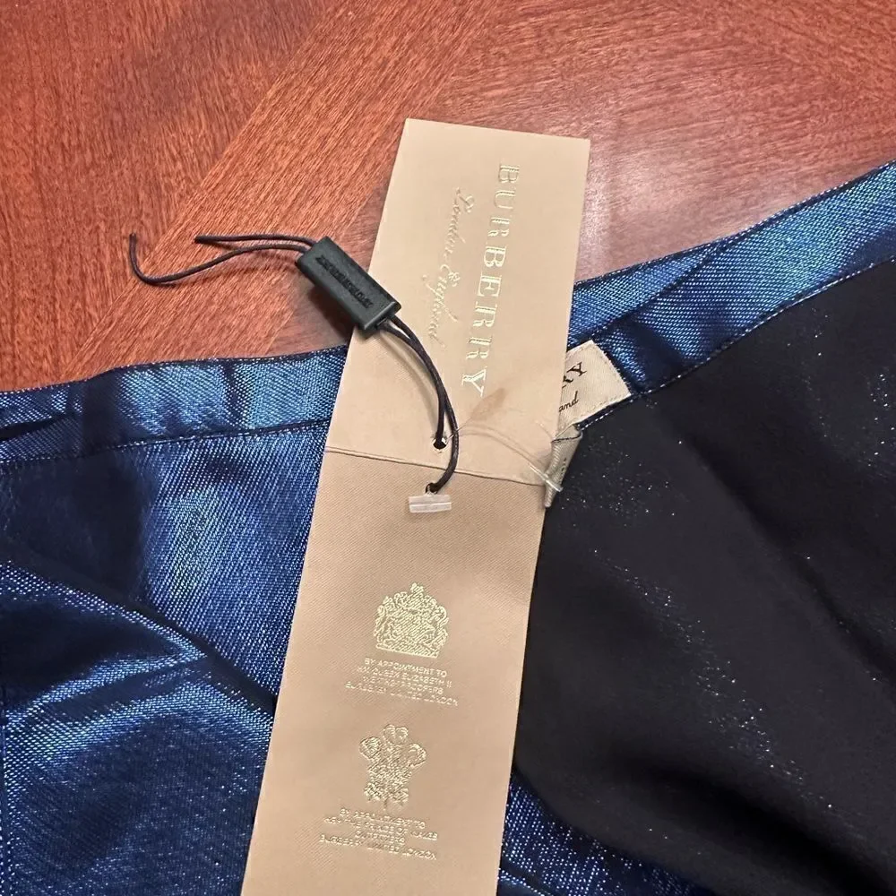 Burberry Women’s midi length silk blend skirt size 6 dark blue NWT - Picture 15 of 16